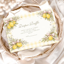 Italian Lemon Gingham Baby Shower Diapper Raffle
