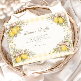 Italian Lemon Gingham Baby Shower Diapper Raffle エンクロージャーカード
