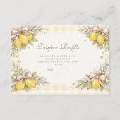 Italian Lemon Gingham Baby Shower Diapper Raffle エンクロージャーカード (正面)