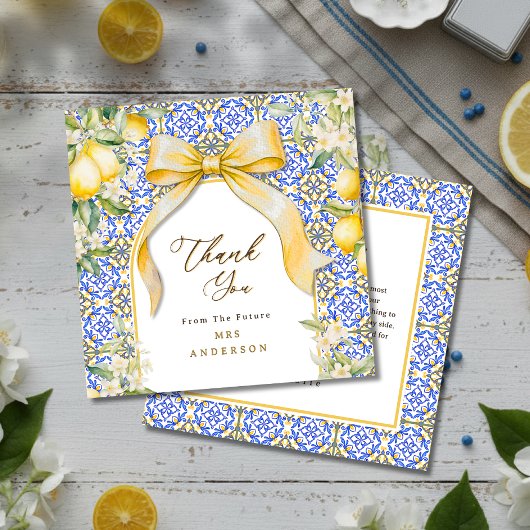 Italian Lemon Mediterranean Tile Elegant Coquette サンキューカード