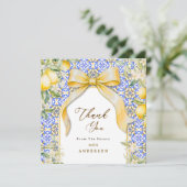 Italian Lemon Mediterranean Tile Elegant Coquette サンキューカード (スタンド正面)