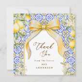 Italian Lemon Mediterranean Tile Elegant Coquette サンキューカード (正面)