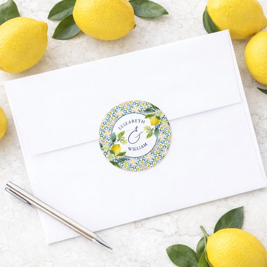 Italian Lemon Monogram Envelope Seal ラウンドシール