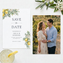 Italian Lemon Save The Date With Photo Flat Card セーブザデート