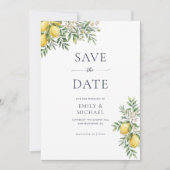 Italian Lemon Save The Date With Photo Flat Card セーブザデート (正面)