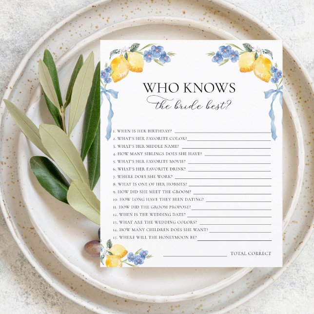 Italian Lemons Bows Who Knows the Bride Best Game (クリエイターアップロード済み)
