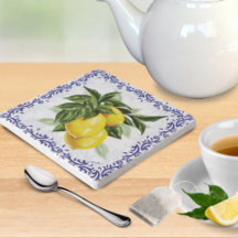 Italian Lemons with Blue Toile
