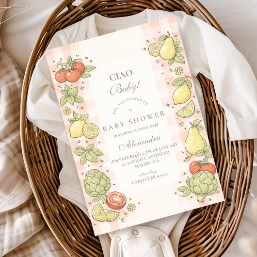 Italian Market Produce Baby Shower 招待状