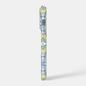 Italian Mediterranean Blue Tile Lemon Pattern iPhoneケース (左側面)