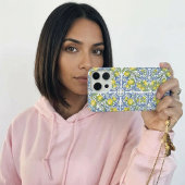 Italian Mediterranean Blue Tile Lemon Pattern iPhoneケース