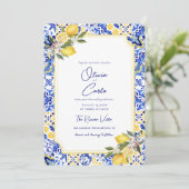 Italian Mediterranean Tile Lemon Wedding シーズンカード (スタンド正面)