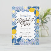Italian Mediterranean Tiles Birthday Party 招待状 (スタンド正面)