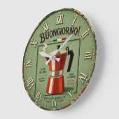 Italian Moka Pot Coffee Kitchen Decor ラージ壁時計 (傾斜)