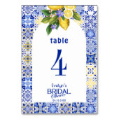 Italian Mosaic Blue Tile & Lemons Bridal Shower テーブルナンバー (裏面)