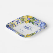 Italian Mosaic Blue Tile Lemons Bridal Shower ペーパープレート (傾斜あり)