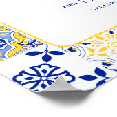 Italian Mosaic Blue Tile & Lemons Bridal Shower ポスター (角)