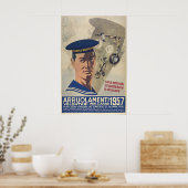 Italian Navy Propaganda Poster Volunteers ポスター (キッチン)
