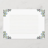 Italian Olive Branches Bridal Shower Recipe Card エンクロージャーカード (裏面)