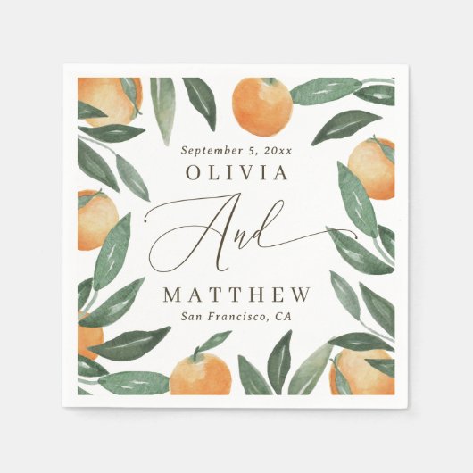 Italian Orange Wedding | Rustic Citrus Garden スタンダードカクテルナプキン (正面)