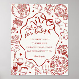 Italian Pasta Baby Shower Advice for Baby ポスター
