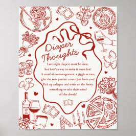 Italian Pasta Baby Shower Diaper Thoughts Game ポスター