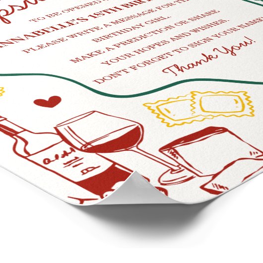 Italian Pasta Baby Shower Time Capsule Game ポスター (角)