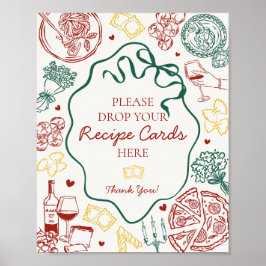 Italian Pasta Bridal Shower Share A Recipe Sign ポスター