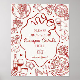 Italian Pasta Bridal Shower Share A Recipe Sign ポスター