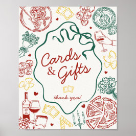 Italian Pasta Dinner Party Cards and Gifts Sign ポスター