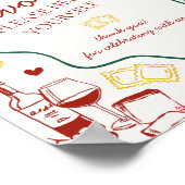 Italian Pasta Dinner Party Favors Sign ポスター (角)