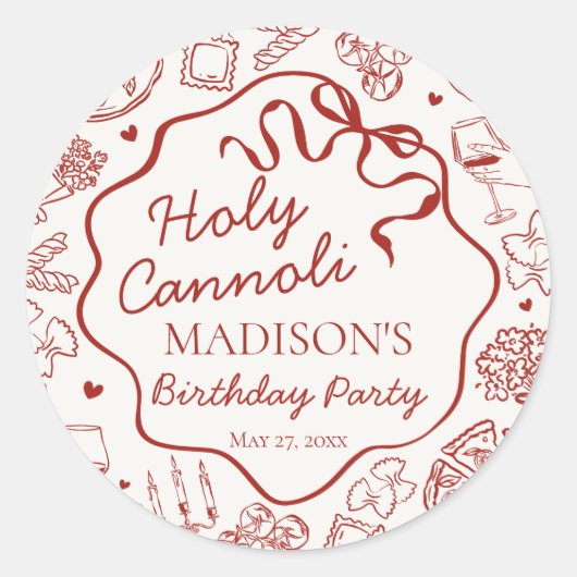 Italian Pasta Holy Cannoli Birthday Envelope Seal ラウンドシール (正面)