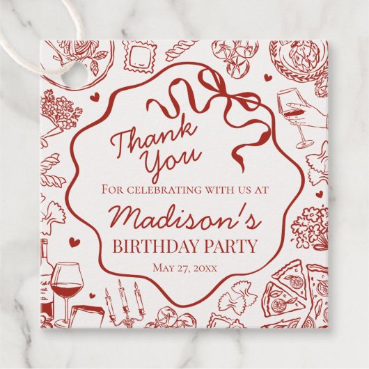 Italian Pasta Holy Cannoli Birthday Party フェイバータグ (正面)