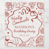 Italian Pasta Holy Cannoli Birthday Party ワインラベル (シングルラベル)