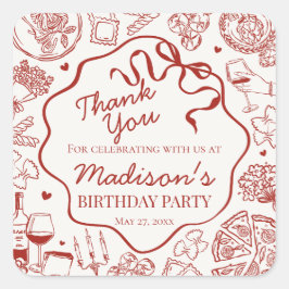 Italian Pasta Holy Cannoli Birthday Party Favor スクエアシール