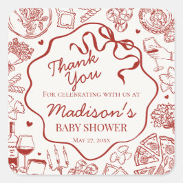 Italian Pasta Special Delivery Baby Shower Favor スクエアシール