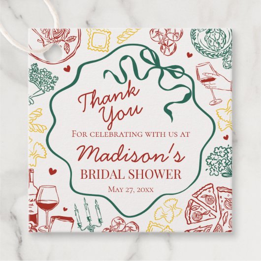 Italian Pasta Thats Amore Bridal Shower フェイバータグ (正面)