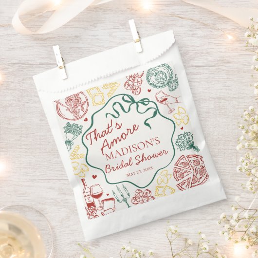 Italian Pasta Thats Amore Bridal Shower フェイバーバッグ (クリップ留めされた状態)