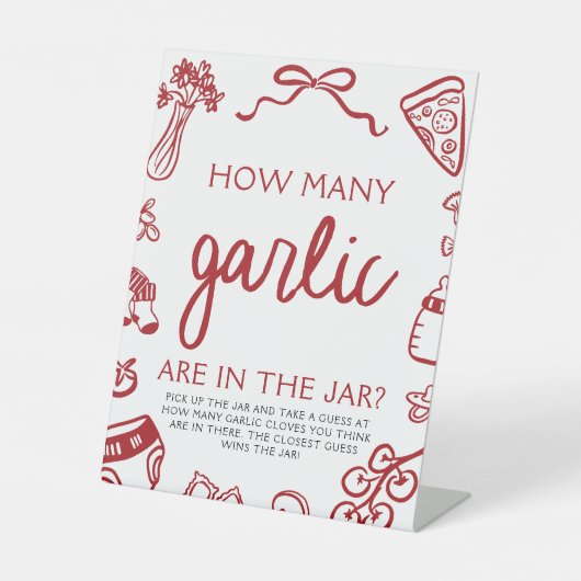 Italian Pizza Guess How Many Garlic Baby Shower  台座サイン (正面)