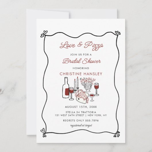 Italian Pizza Modern Bridal Shower Invitation 招待状 (正面)