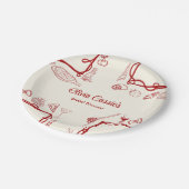 Italian Pizza Red Doodle Ciao Bella Bridal Shower  ペーパープレート (アングル)