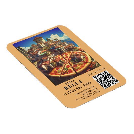 Italian Pizza Scan to Order QR Code Custom マグネット (右側)