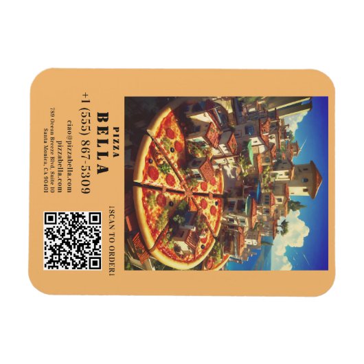 Italian Pizza Scan to Order QR Code Custom マグネット (横)
