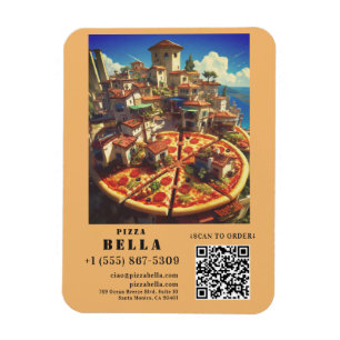 Italian Pizza Scan to Order QR Code Custom マグネット