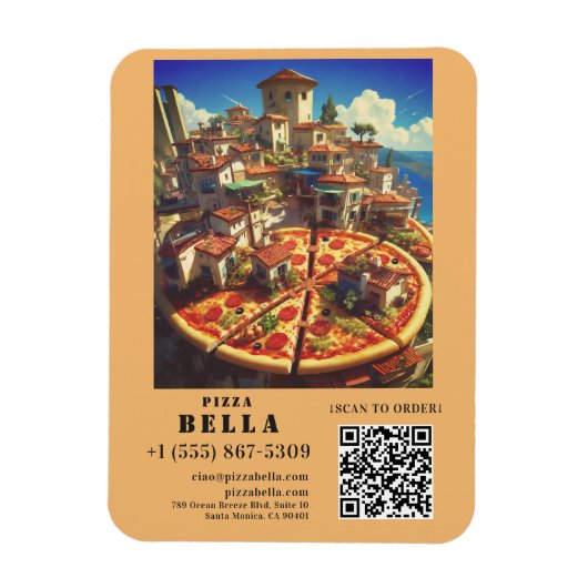 Italian Pizza Scan to Order QR Code Custom マグネット (縦)