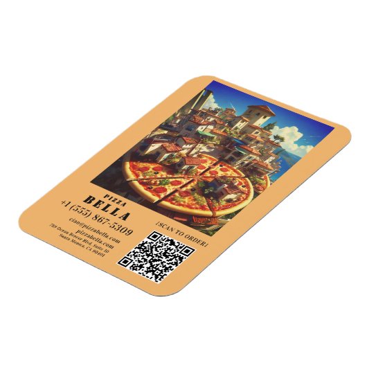 Italian Pizza Scan to Order QR Code Custom マグネット (左側)