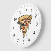 Italian Pizzeria Pizza Kitchen or Restaurant Round ラージ壁時計 (傾斜)