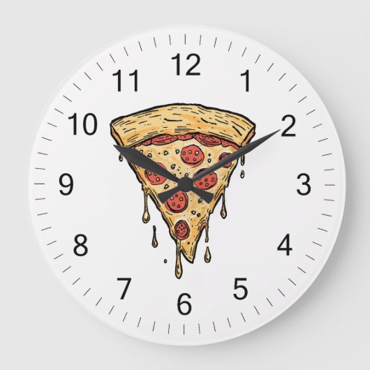 Italian Pizzeria Pizza Kitchen or Restaurant Round ラージ壁時計 (正面)