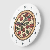 Italian Pizzeria Pizza Kitchen or Restaurant Round ラージ壁時計 (傾斜)