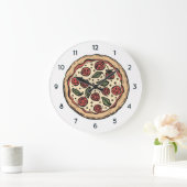 Italian Pizzeria Pizza Kitchen or Restaurant Round ラージ壁時計 (ホーム)