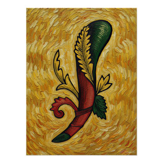 Italian Playing Cards - Ace of Clubs, Scopa ポスター (正面)